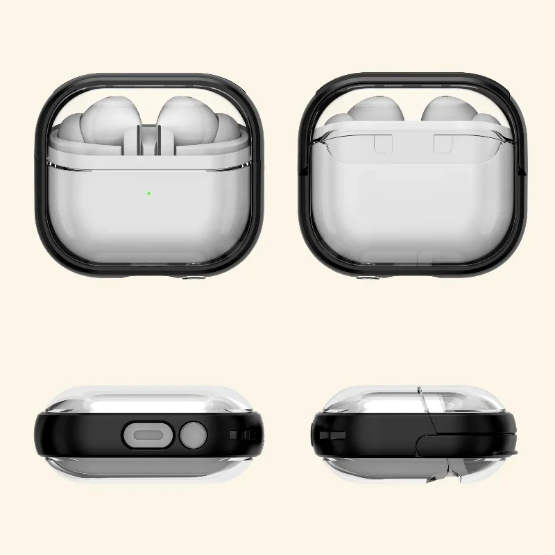 Luxe transparante standaard hoofdtelefoonhoes voor Samsung Galaxy Buds 3 Pro Bluetooth-oordopjes Oplaaddoos Sleutelhanger oortelefoonhoes