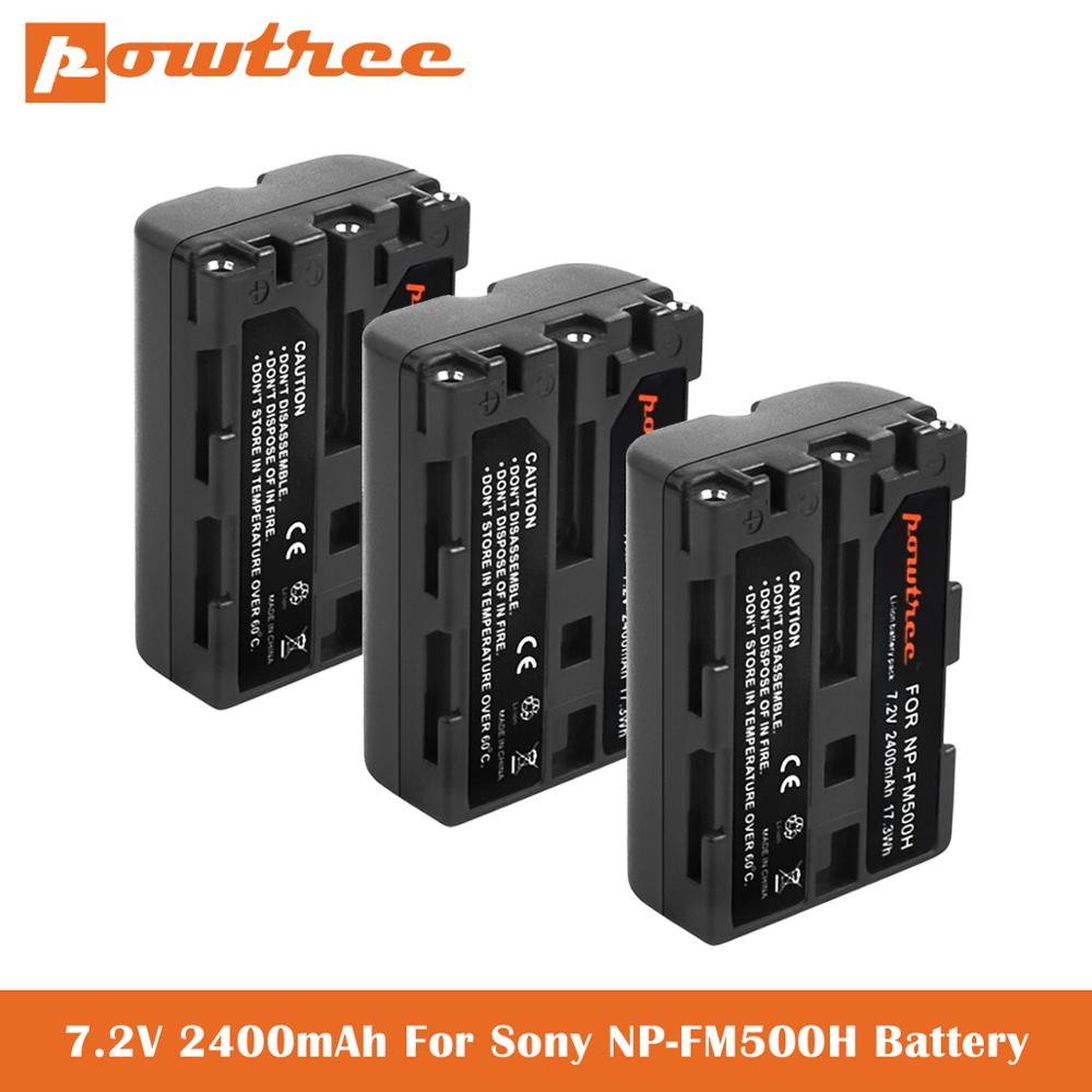 2400 mah np -fm500h batteri til sony alfa  a900 a57 slt -a57 a58 slt -a58 a65 slt -a65 a68 slt -a68 ila 77 slt -a77 ii digitalkamera: 3 picec batterier
