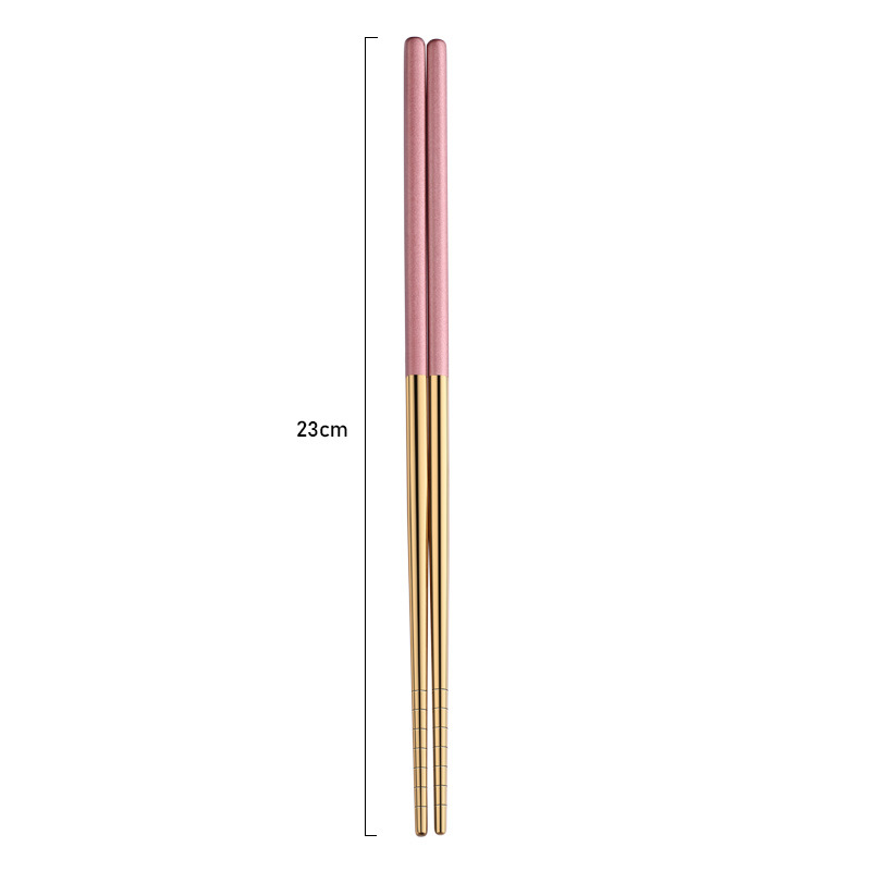 1Pair Japanese Korean Style Chinese Chopsticks Sushi Sticks Noodles Rolls Food Home Tableware Kitchen Tool Portable Reusable: Pink Gold