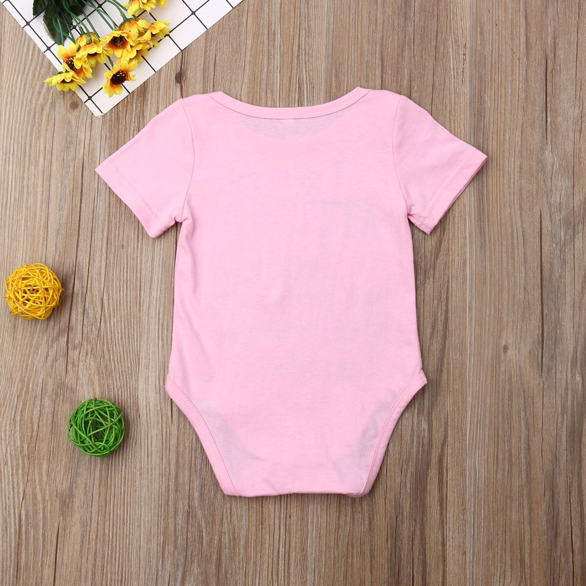 Cute Infant Baby Girls Boys Cotton Bodysuit Letter Print Short Sleeve Pink Jumpsuit Clothes Outfits 0-18M
