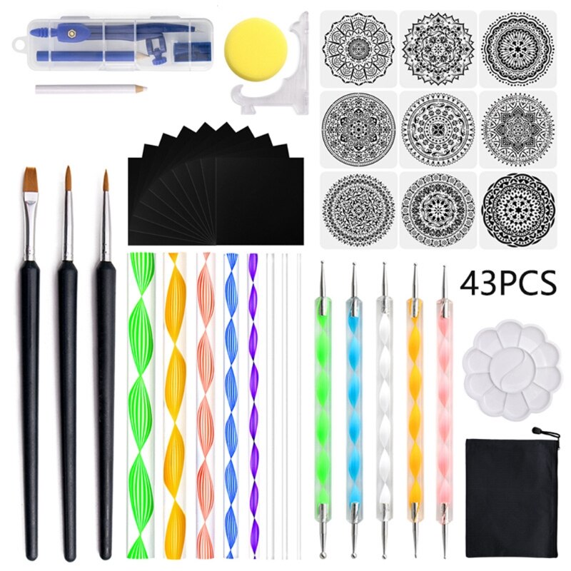 Mandala Schilder Gereedschap, Polymeer Klei Tool, Klei Carving Tools Inclusief Dual End Pottery Tools Balpen, Plastic Boetseergereedschap met een