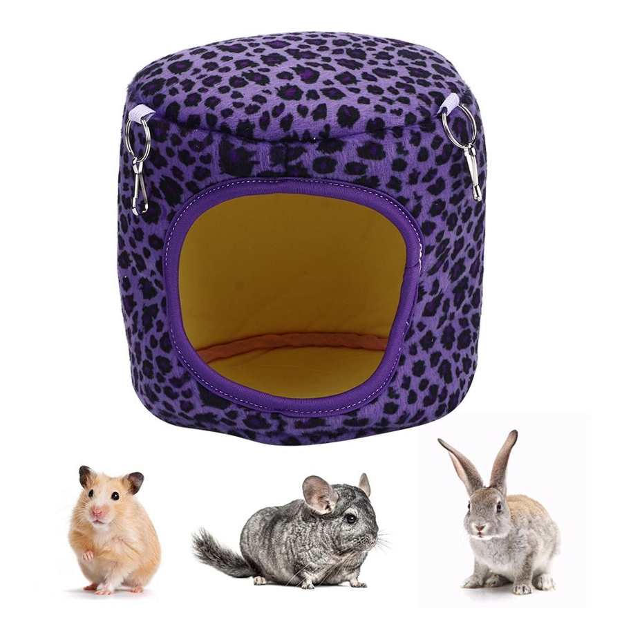 Cage Hamster hamac cochon d'inde lit de couchage hiver petite maison pour animaux: Leopard purple