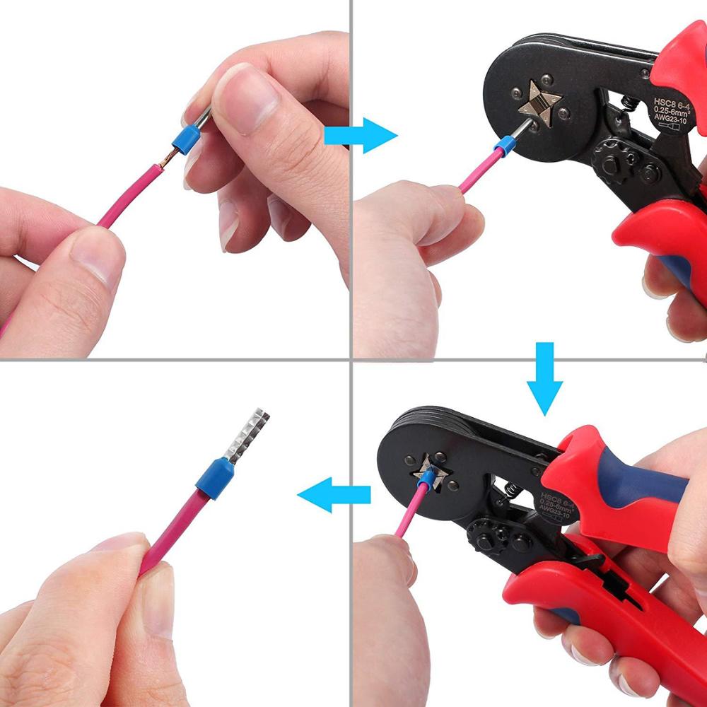 Crimping PliersWire end Ferrule Pieces of Cable lugs Tool Kit 0.5-10mm² for Insulated Uninsulated Wire Rope Ratchet Cable lugs