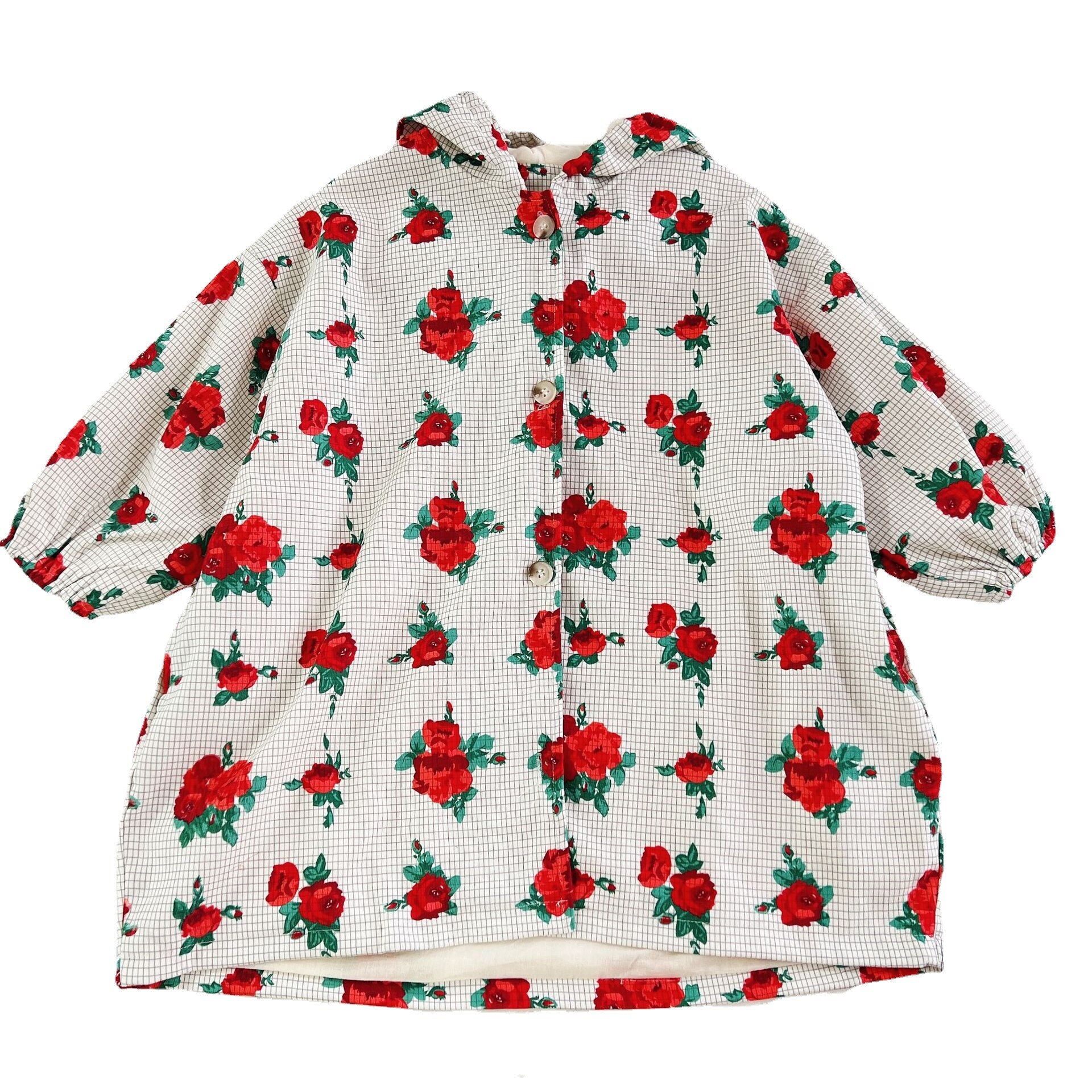 Spring 2022 Flower Trench Coat Luxury Teenage Girls Clothing All-match Clothes for Teenagers Boutique Kids Clothing: 18M