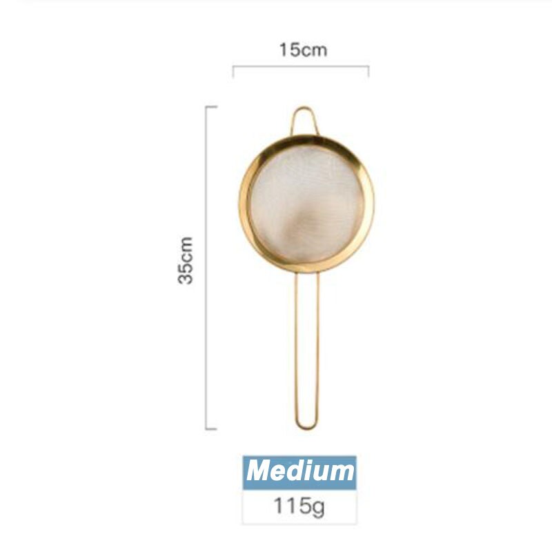 Colador de aceite de malla fina de acero inoxidable, tamiz de harina dorada, coladores de harina, filtro de malla de café, herramientas para hornear, utensilios de cocina: M