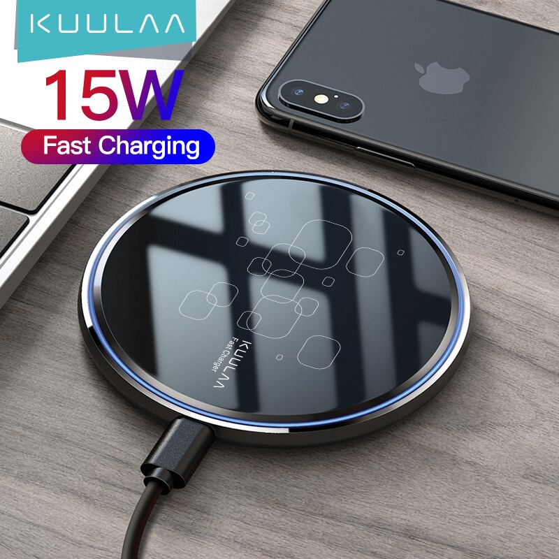 KUULAA 15W Qi Wireless Charger For iPhone 13 12 11 X XS Max XR 8 Plus Xiaomi Mi 9 Pro Mirror Fast Wireless Charger Charging Pad