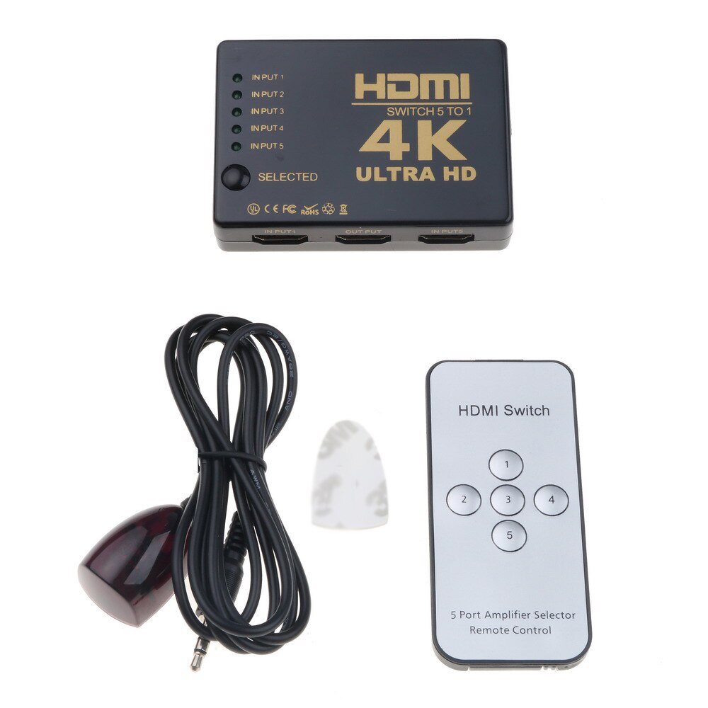 4k*2k hdmi switcher hdtv 1080p 5- port 3- port input  to 1 switch vælger splitter hub med ir fjernbetjening 3d til  ps3 xbox 360