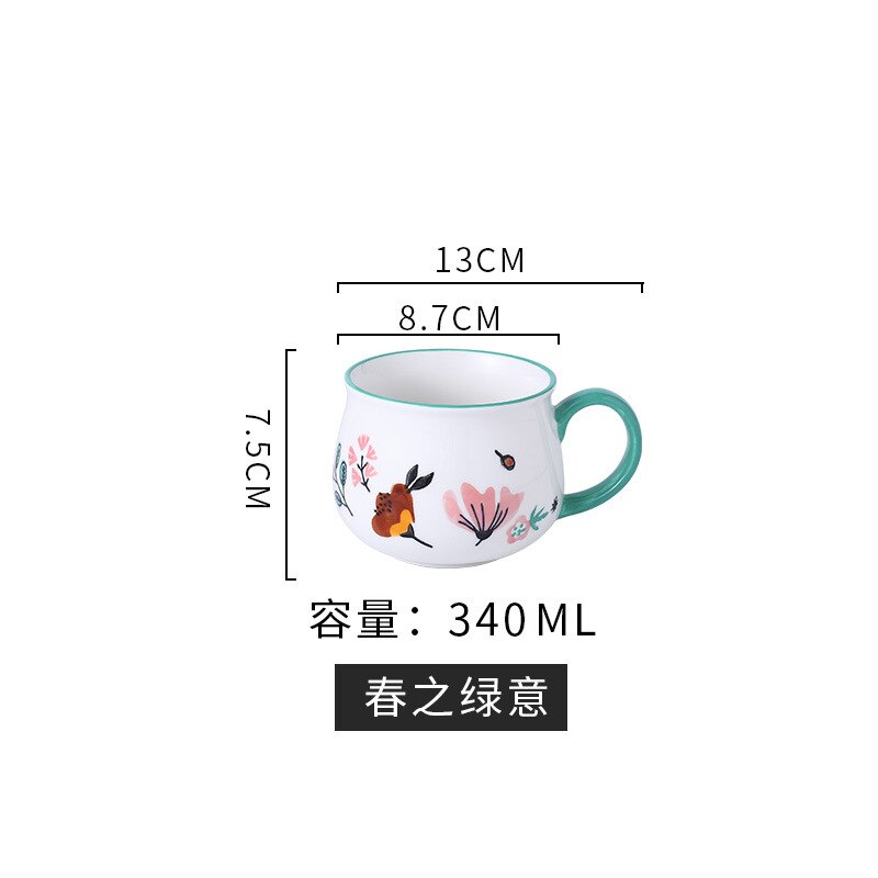 Ceramic Tableware Set Compartment Tray Children's Food Dispatch Disk Breakfast Plate Household Dinner Plates Separated Plate Set: spring cup