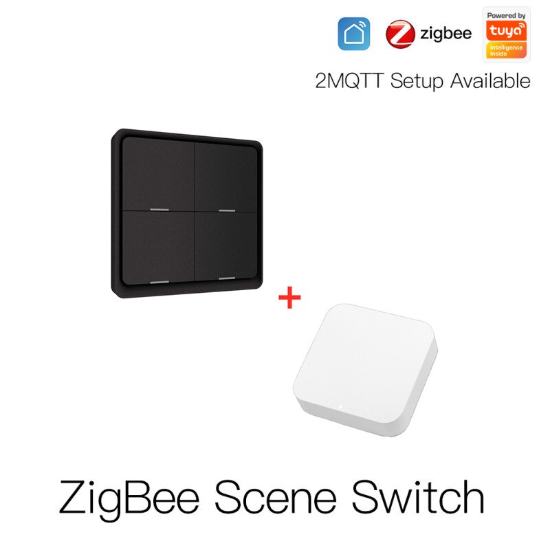 4 Gang Tuya Zigbee Smart Switch Draadloze 12 Scène Schakelaar Drukknop Controller + Tuya Zigbee Brug Gateway Hub Smart thuis