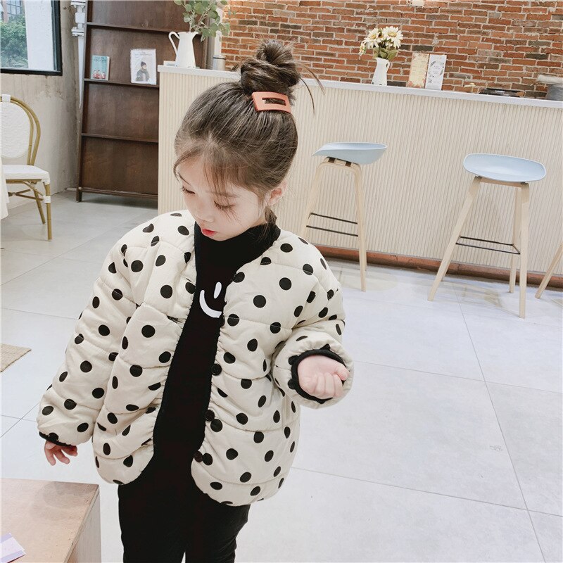 Children's Down Jackets Winter Toddler Girl Polka Dot Warm Jackets Kids Parkas Toddler Girl Plus Velvet Thick Coat 2-8Y: 6T