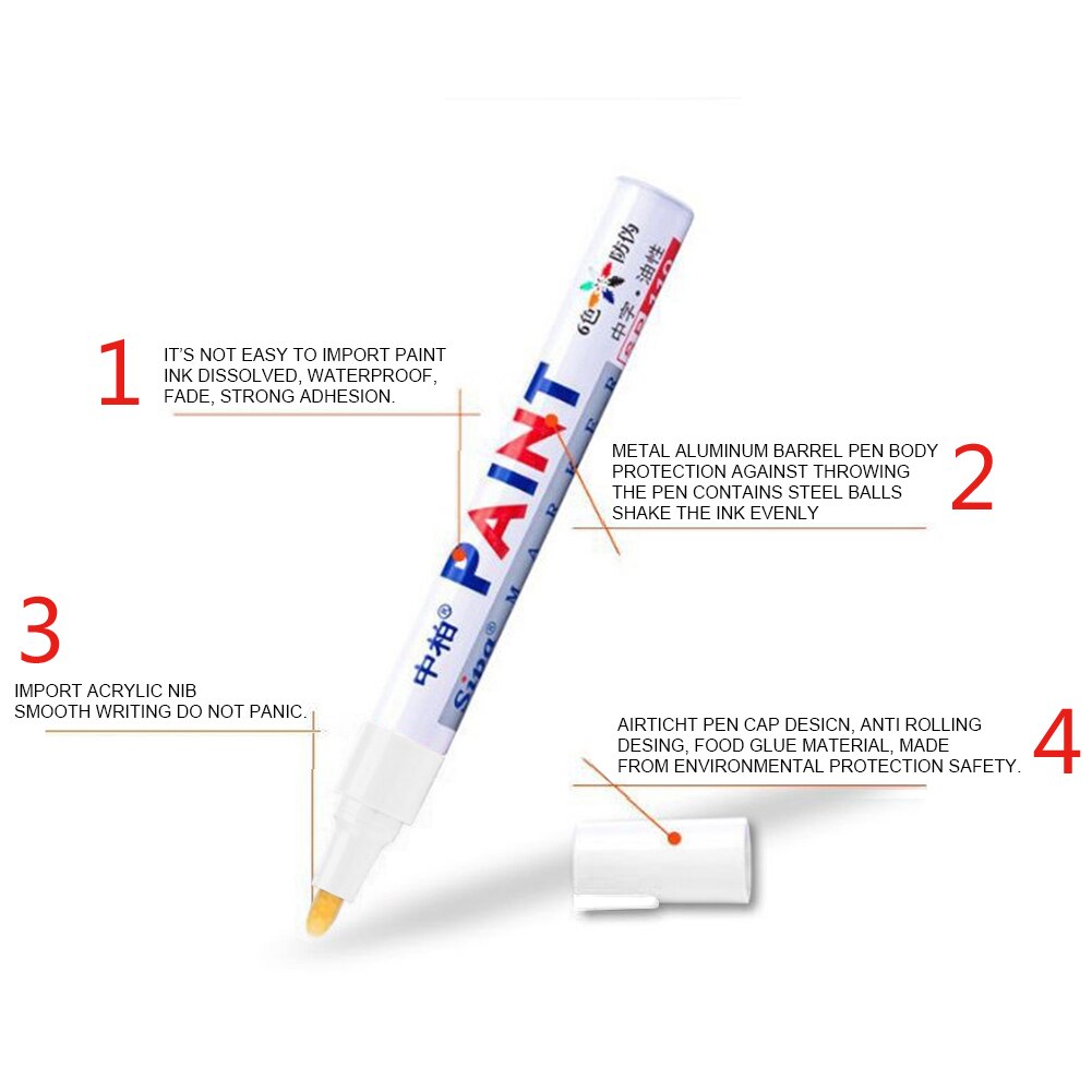 Car Scratch Repair Paint Tire Pen for Volvo XC90 XC60 S90 S60 V70 S40 V40 V70 Jeep Renegade Wrangler JK Grand Cherokee: White