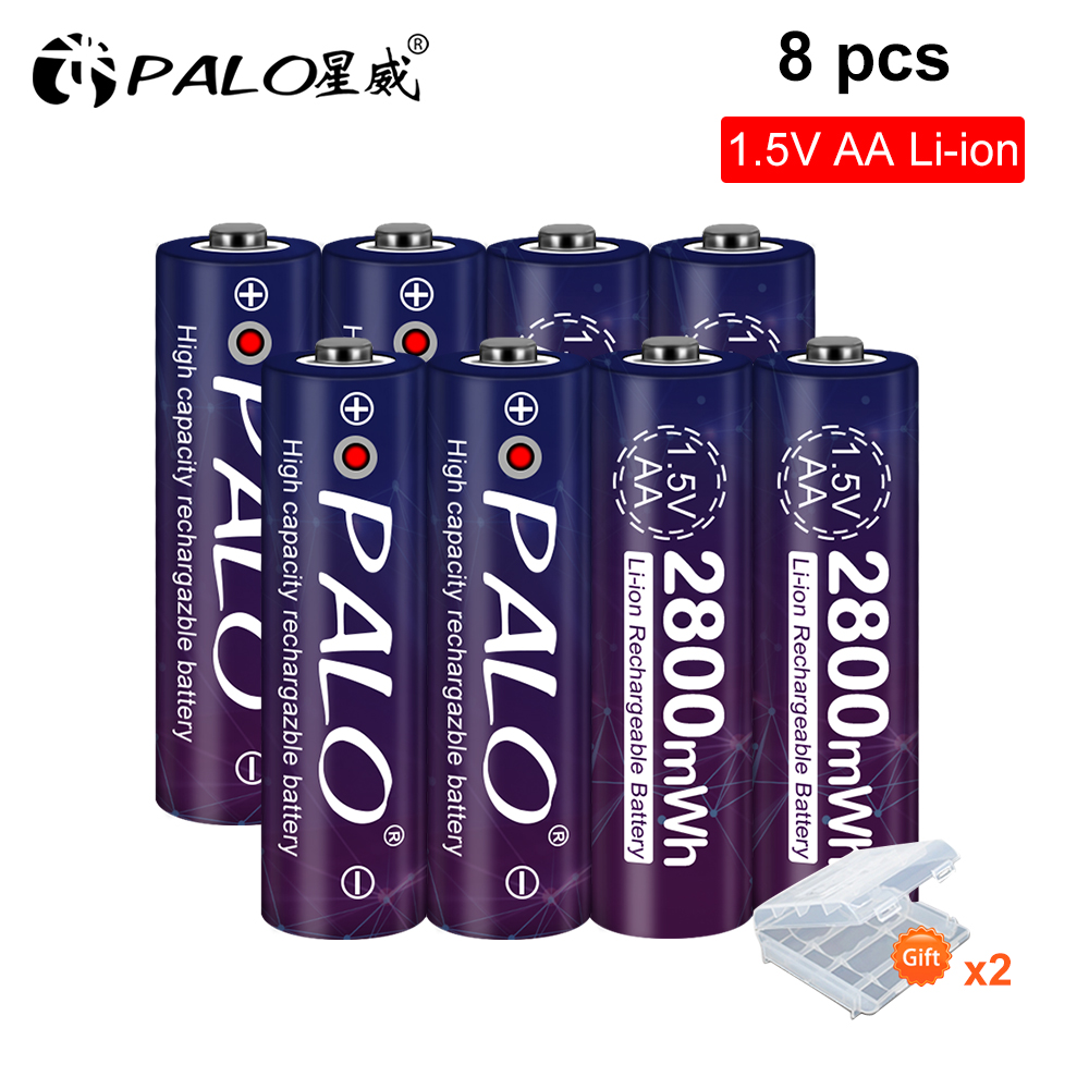 PALO 1.5V 2800mWh AA Rechargeable Li-ion Batteries - USB Charger Set