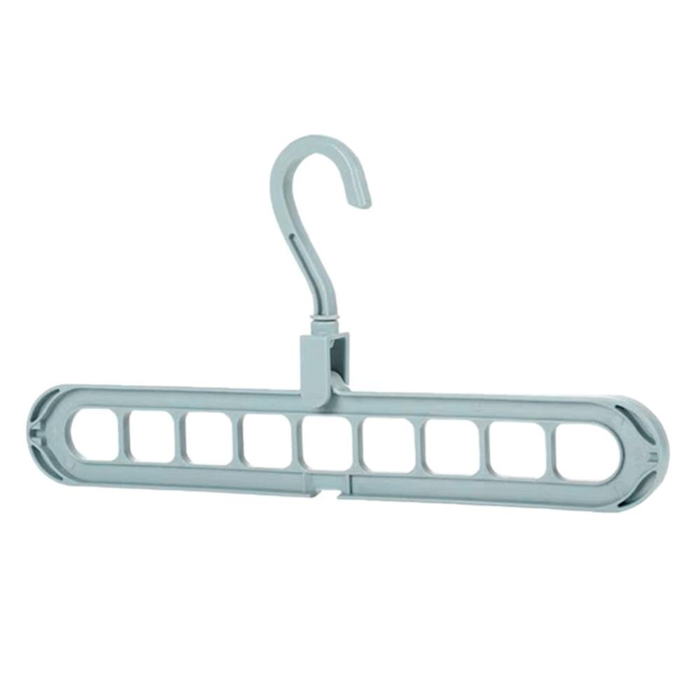 9-hole Clothes Hanger 3D Space Saving Magic Clothes Hanger With Hook Cabinet Organizer 360 Rotation Storage: Light Blue