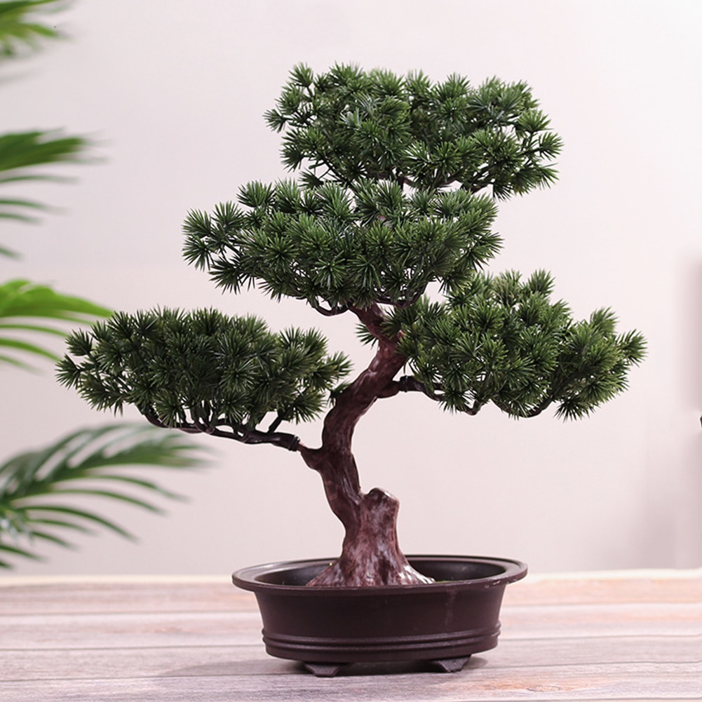Adorno de bricolaje realista de oficina Simple Festival decorativo Bonsai Pino árbol Artificial simulación casa accesorios en maceta planta
