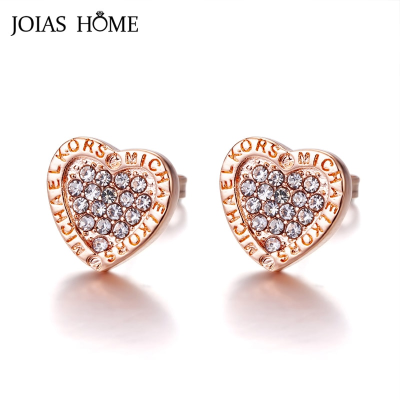 JoiasHome – boucles d&#39;oreilles en forme de cœur pour femmes, bijoux tendance, couleur or Rose, accessoire de mariage, 925