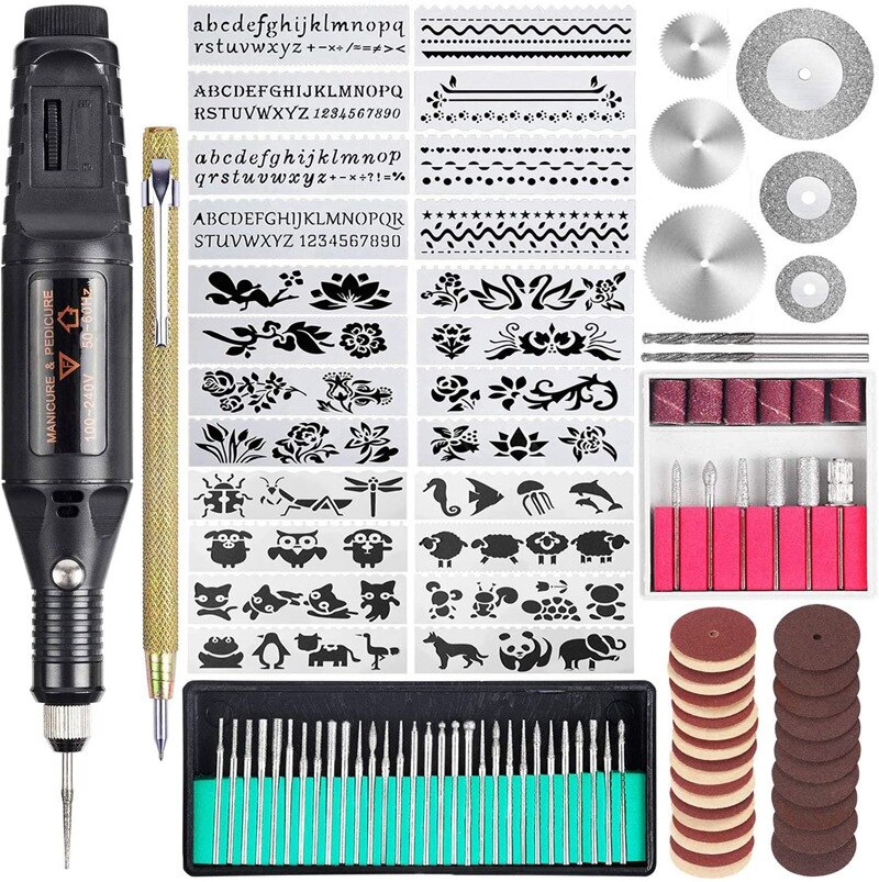 108 Pcs Electric Engraving Tool Kit, Multi-Functional Corded Mini Engraver Etching Pen DIY Rotary Tool Set