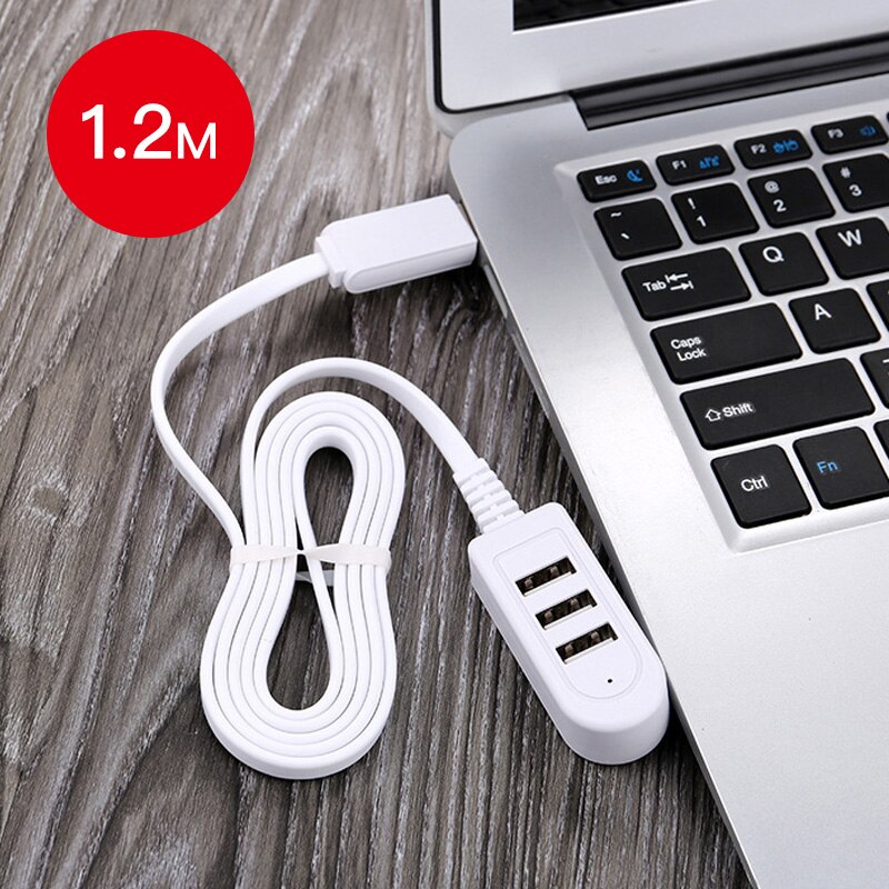 ANKNDO USB Hub Cable 3 Port USB 2.0 Hab PC Laptop Adapter Cable 120cm 30cm Mini Hub Adapter USB Splitter Laptops Extender Cable: 120cm white