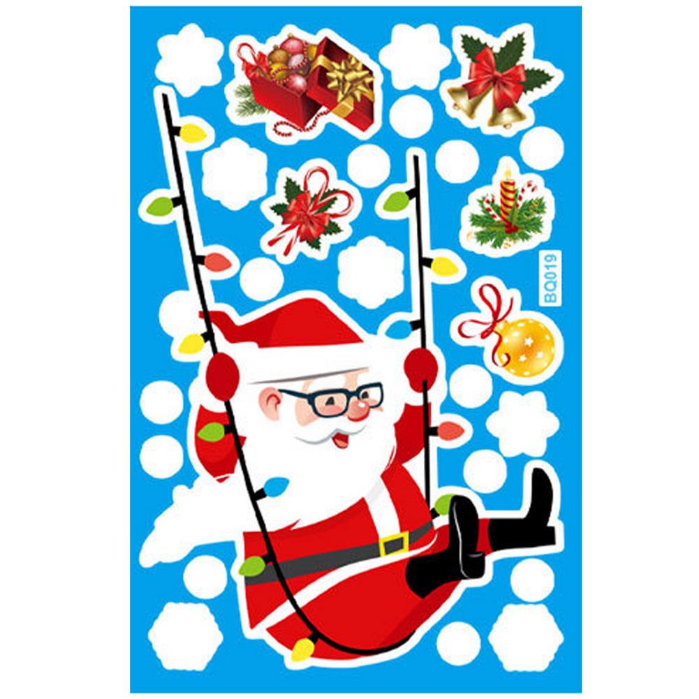 Christmas Santa Claus Window Clings Decals Snowflake Refrigerator Stickers Christmas Party Decoration Electrostatic Wall Sticker: B