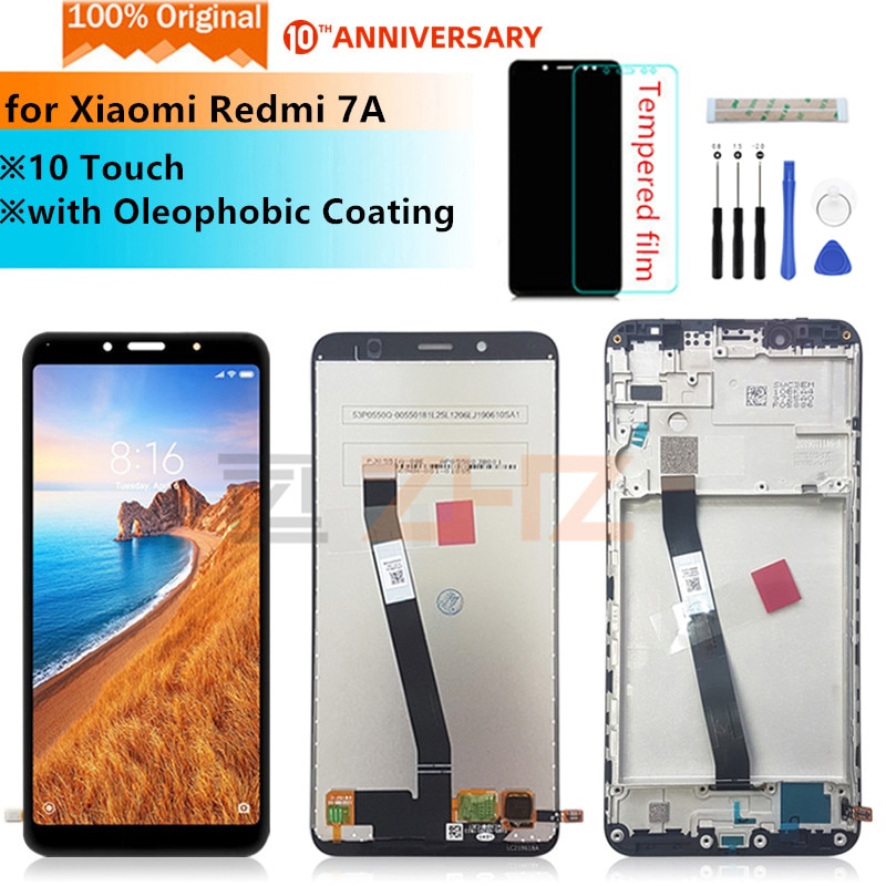 Original for Xiaomi Redmi 7A LCD display touch screen digitizer Assembly + frame for redmi 7a display replacement repair parts