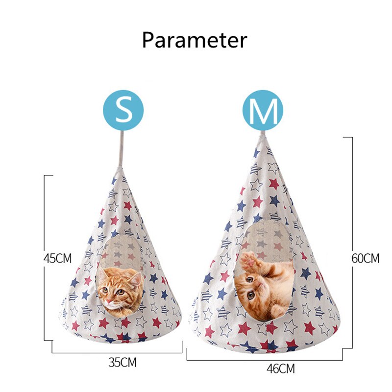 Hamaca desmontable para gatos, casa suave, plegable, duradera, cónica, lavable, juguetes para mascotas, suministros para juego, tienda de lino colgante para dormir