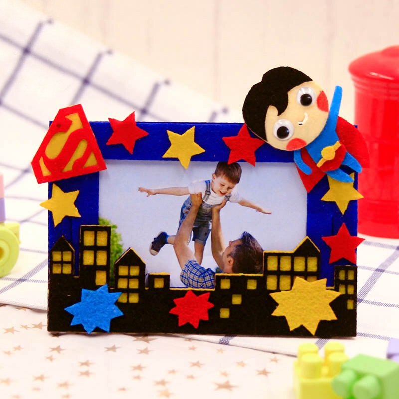 Fotolijst Maken Van Vilt 4 Ontwerpen Vilt Materiaal DIY Pakket Naaien Ambachtelijke Kunst Handwerk Voelde Applique Ornament Kit Voor kinderen: Design C