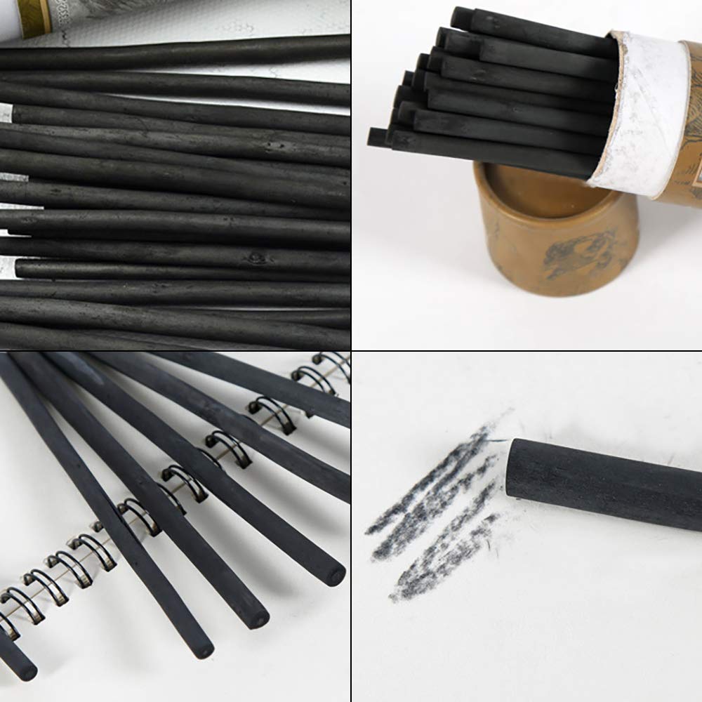 25 pakke 7-9mm naturlig bomuld pil trækul skitse pen kul bar mørk sort blyant til maleri skitse tegning kunstner levering