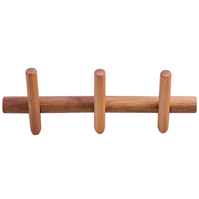 Houten Kapstok Muur Gemonteerde Rek Met Haken Hoed Rack Handdoek Hanger Houten Muur Haken Hanger Met Pinnen Entryway slaapkamer Bathroo: Default Title