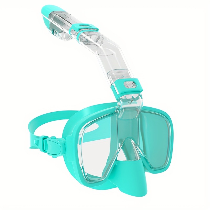 Panorámica 180 ° Máscara de snorkel: gafas de buceo de media cara antifugas y antivaho para snorkel: Verde / L / XL