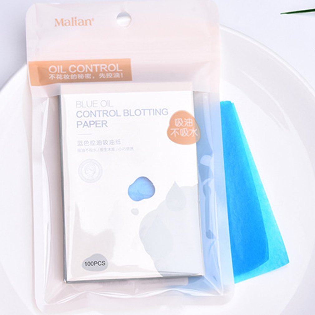 100 Pcs Blue Oil Control Oil Absorbing Paper Film Tissue Makeup Blotting Paper Facial Cleaner Facial Beauty Tools
