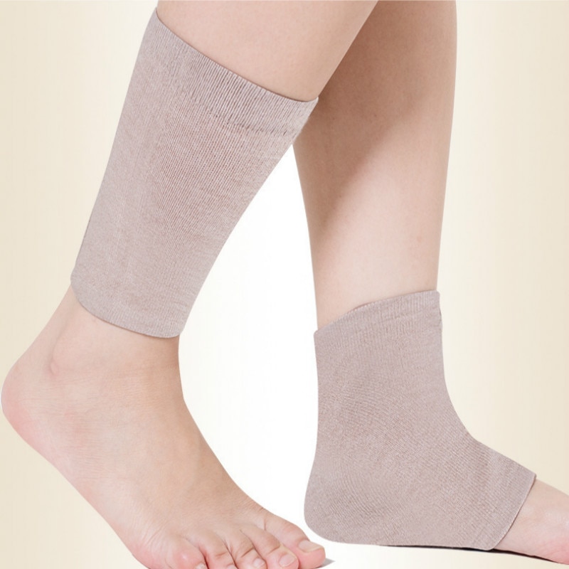 1 Pair Ankle Support Calf Compression Sleeves Ankle Sprain Protector Leg Socks Warmers Legwarmers Women Men Joint Pain Relief: Beige