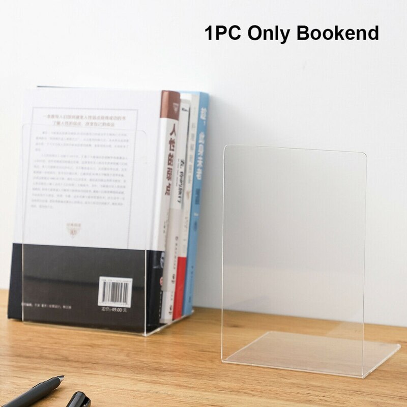 Desktop Organizer Office Stationery Book End Reading L Shape Transparent Acrylic