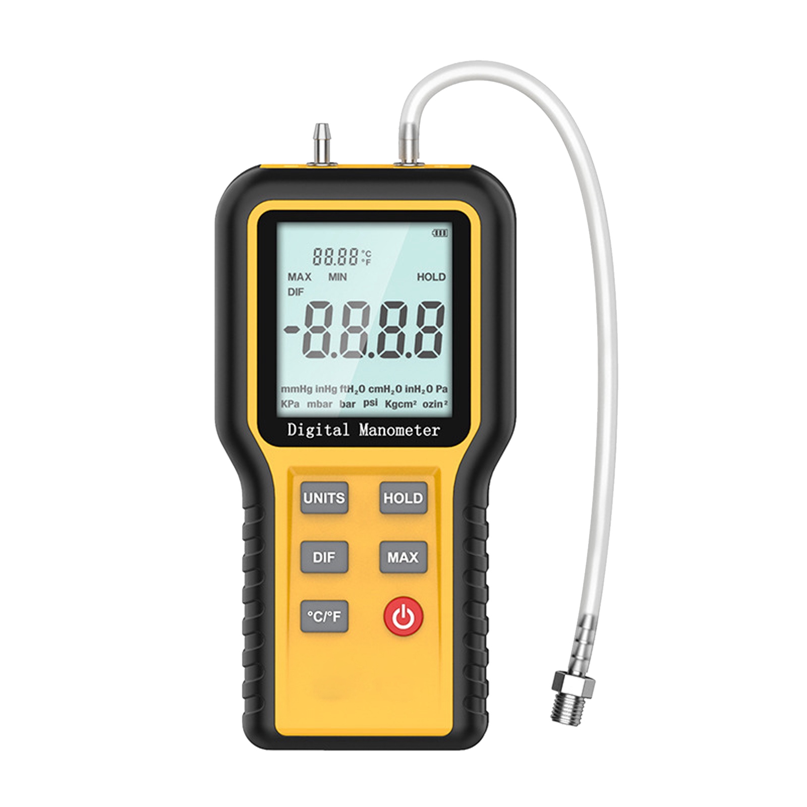 9V Digitale Lcd Manometer Differentieel Dual Port Luchtdruk Meter Hvac Gas Tester