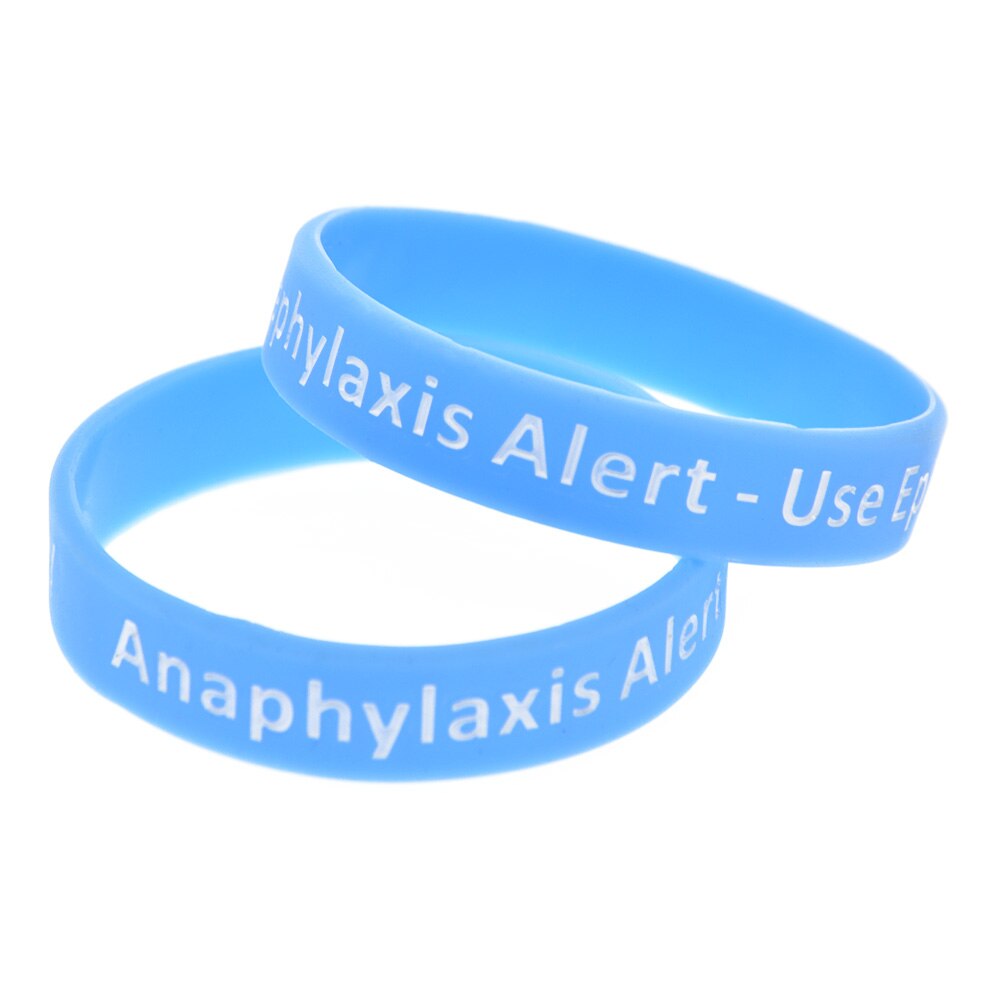 Obh 1Pc Anafylaxie Alert Silicone Rubber Armband Volwassen Grootte Ingeslagen Logo