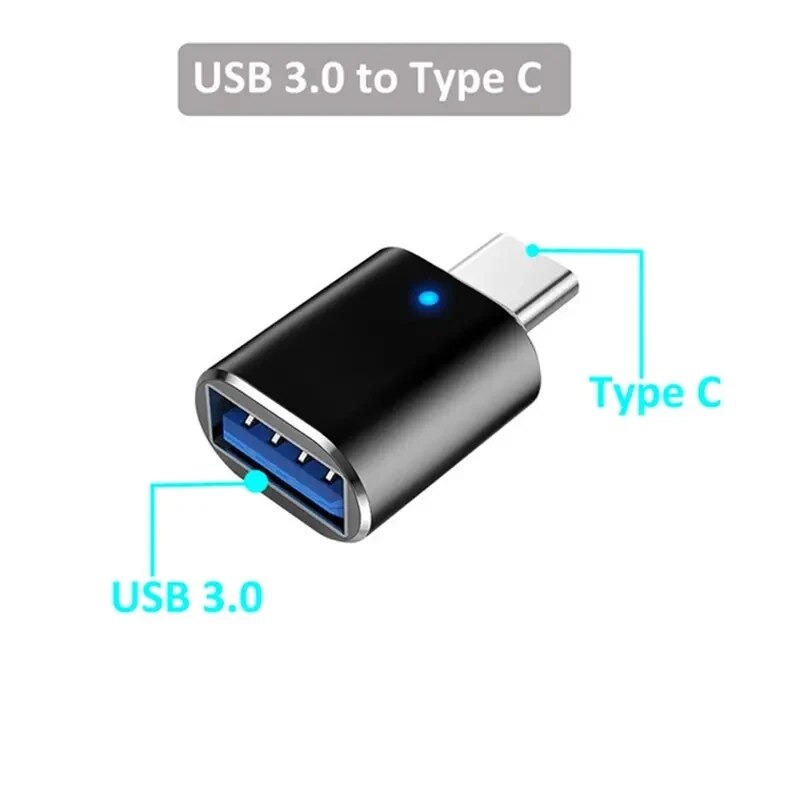 Adapter LED USB 3.0 na USB typu C OTG na USB typu C USB-A na złącze żeńskie Micro USB typu C do adapterów Samsung Xiaomi POCO