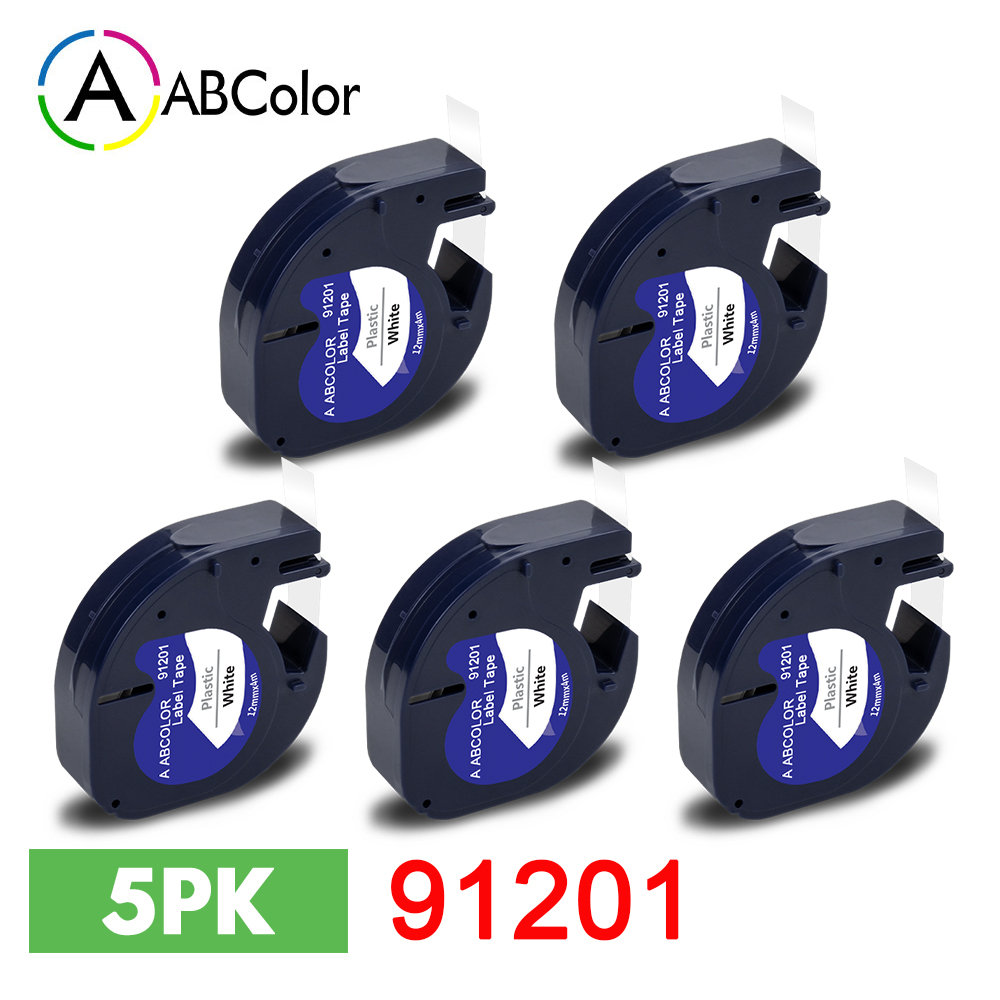 10PK 91201 91202 12267 etykiety dla Dymo LetraTag 12mm 91222 91332 taśma z etykietami 91200 91203 dla Dymo LetraTag LT-100H drukarka do etykiet: 5PK Plastic White