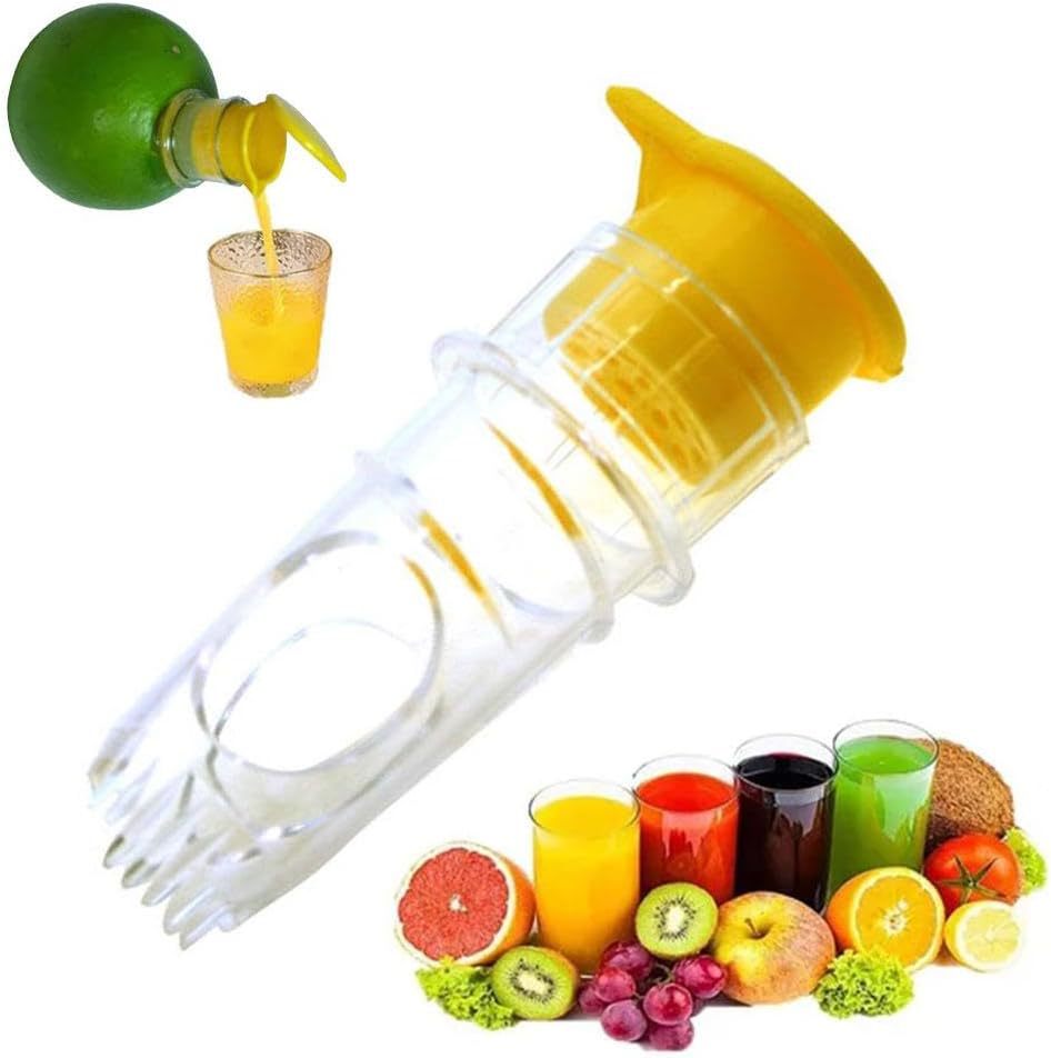Exprimidor de cítricos manual de plástico, mini exprimidor de limón, exprimidor de naranjas, extractor de jugo fácil, conservación de frescura, material de cocina: Gris claro