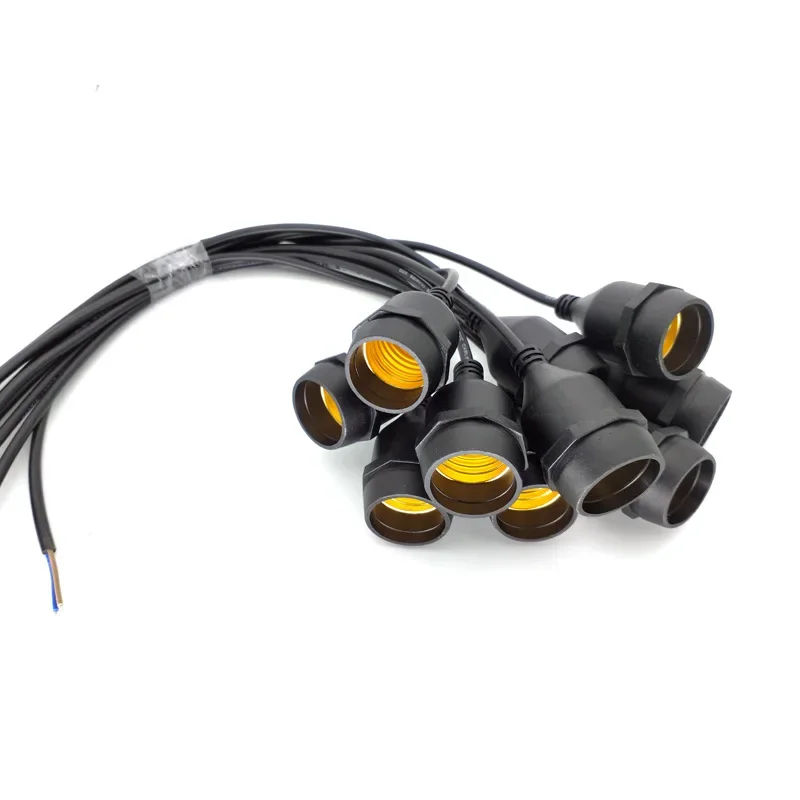 IP67 E27 Lamp Base Holders with Wire Outdoor 20cm-200cm Flame Socket Screw Base Waterproof Retardant Pendant Lights Bulb Holder