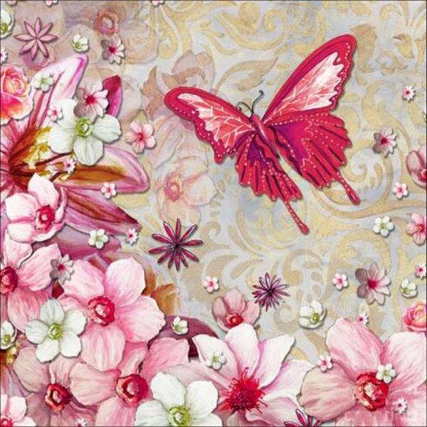 5d gjør-det-selv-maleri "fargerik sommerfugl" 3d diamantmaleri runde rhinestones diamantmaleri broderidyr: 7143