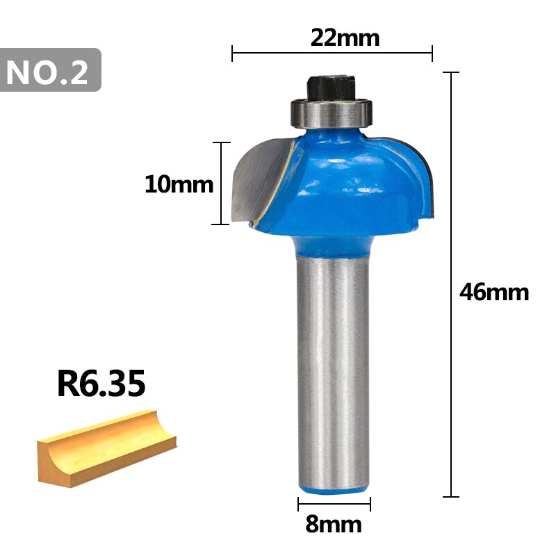 Corner Rounding Router Bit Edging Cutter Tungsten Carbide Cutter 8mm 1/4 Shank For Woodworking Engraving Bits Wood Router Bit: NO.2