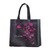 Moda flor impressão saco de compras preto grande capacidade não tecido portátil bolsa de armazenamento reutilizável dobrável bolsa de ombro: M