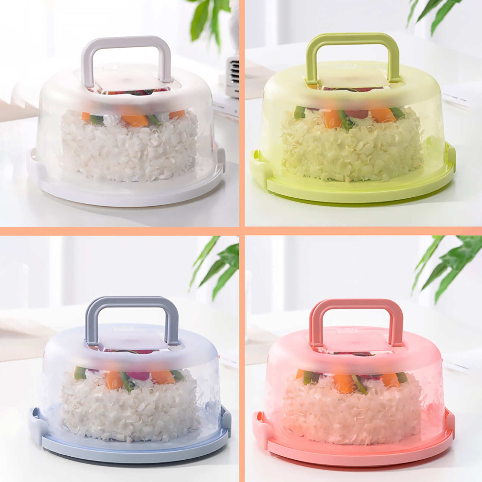 Draagbare Plastic Ronde Cake Container Dessert Container Doos Cake Carrier Server Opbergdoos Tray Kitchen Tools