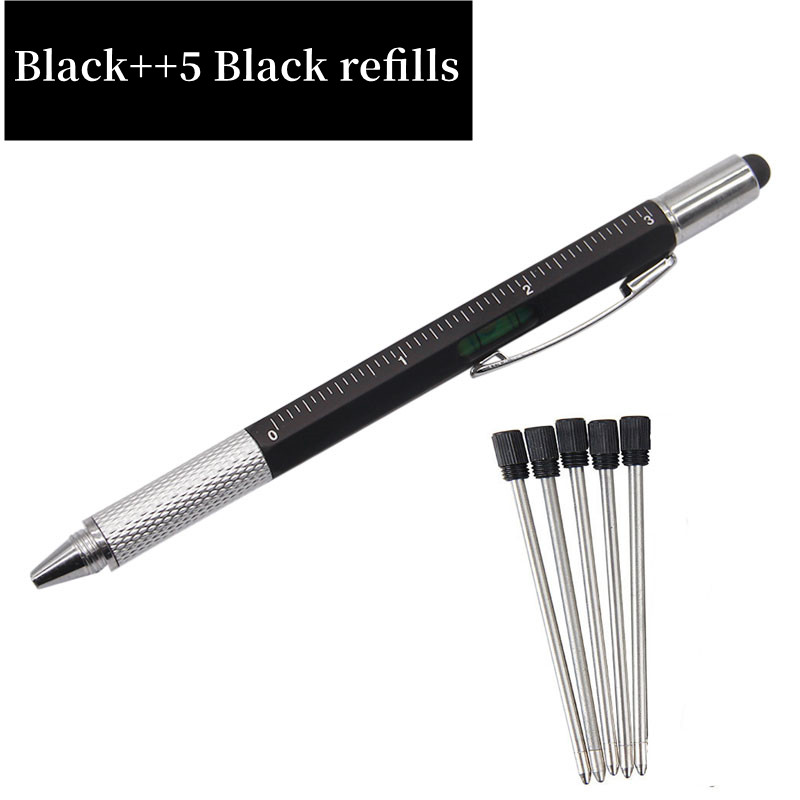 Bolígrafo multifunción 7 en 1, herramienta de mano moderna, regla técnica de medida, destornillador, pantalla táctil, Stylus Spirit Level,: Otros
