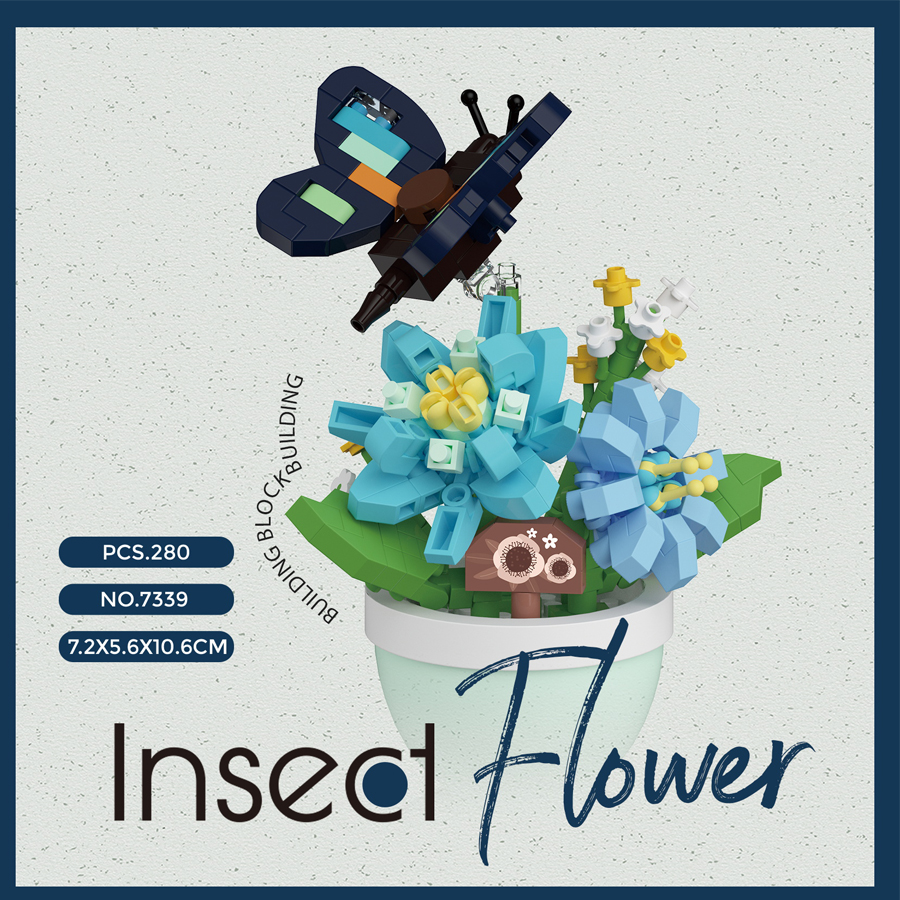 Bloempot Bouwstenen Bloemen Insect Serie Diamant Bakstenen Kinderspeelgoed Bij Vlinder Libel Tuinspeelgoed Decoraties: S / groen