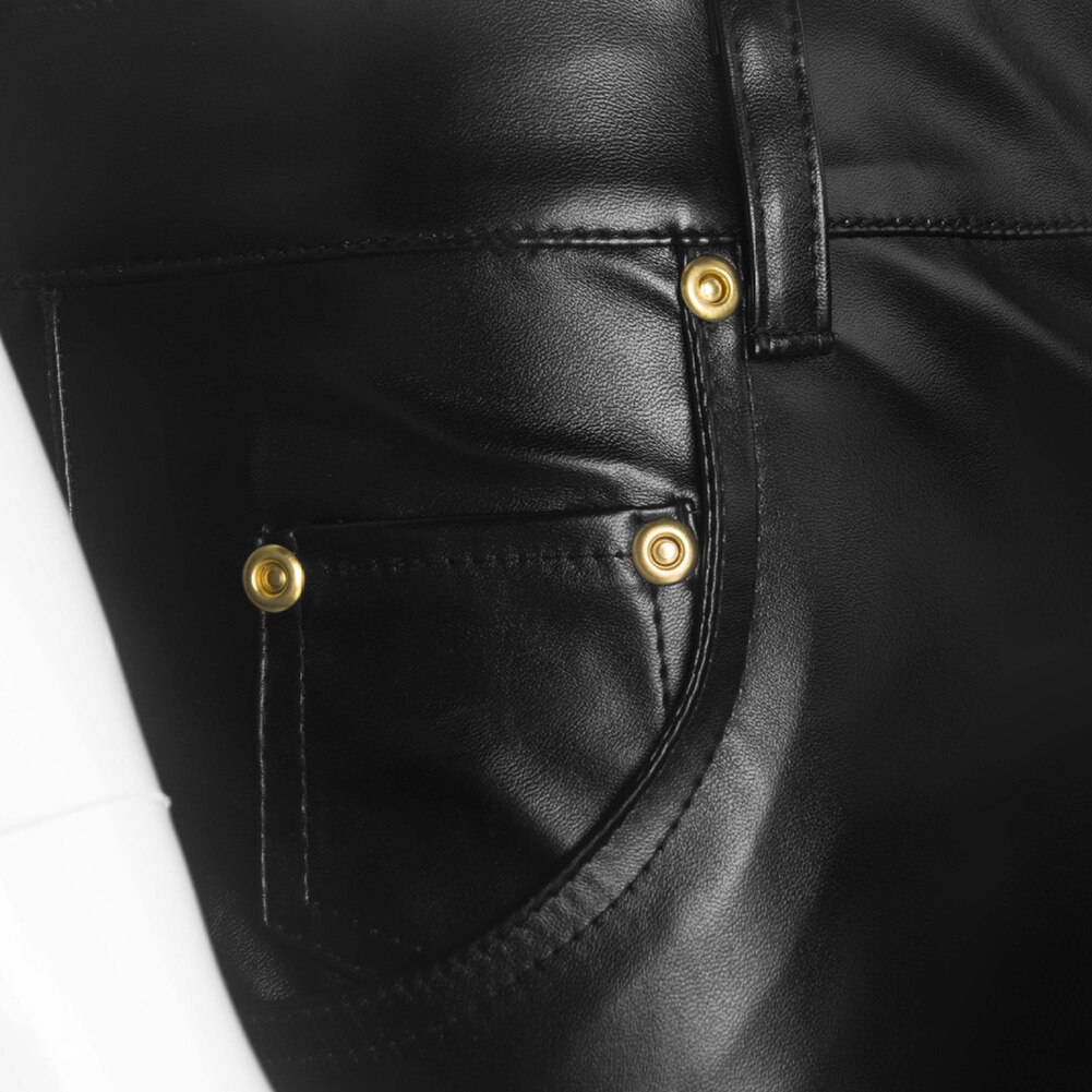 skinny leather pants men casual slim washing Locomotive leather pants men pants