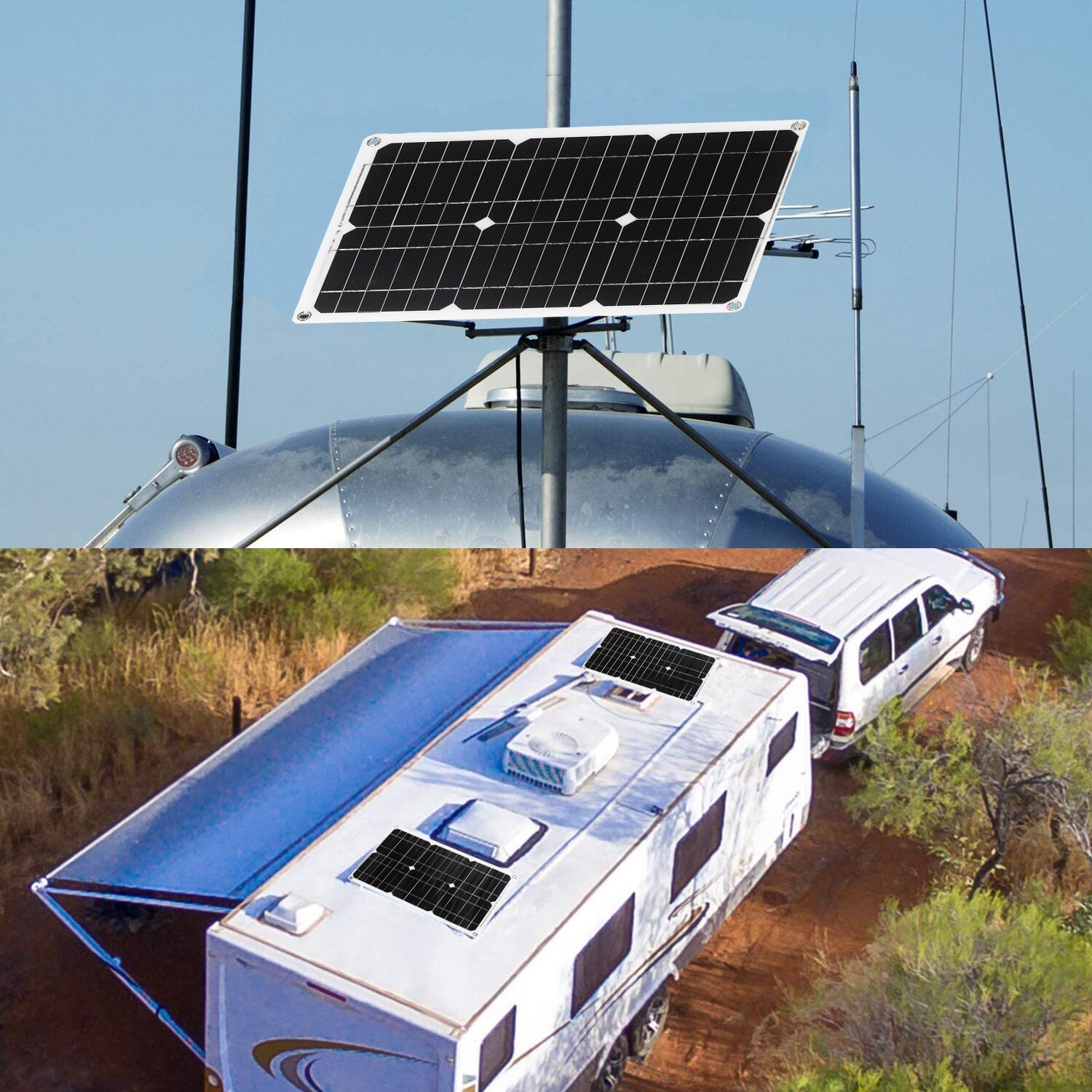 18w 12v solcellepanel-sett av monokrystallinsk modul med solcellekontroll sae tilkoblingskabelsett