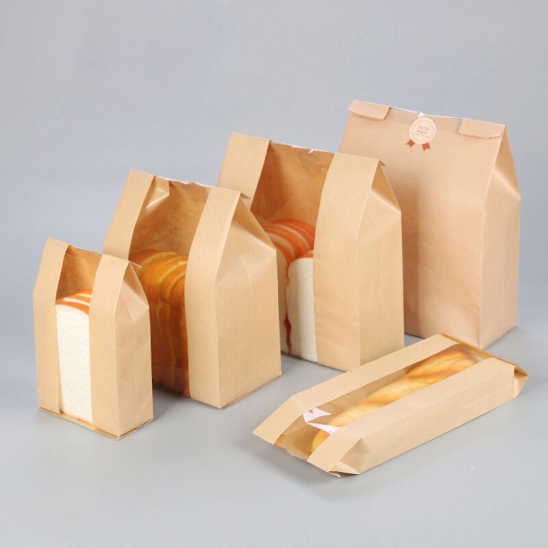 5pcs Kraft Paper Bag Bags Packaging Biscuit Candy Food Cookie Bread Seen Snacks Baking Takeaway Bags Packaging Paper Bag