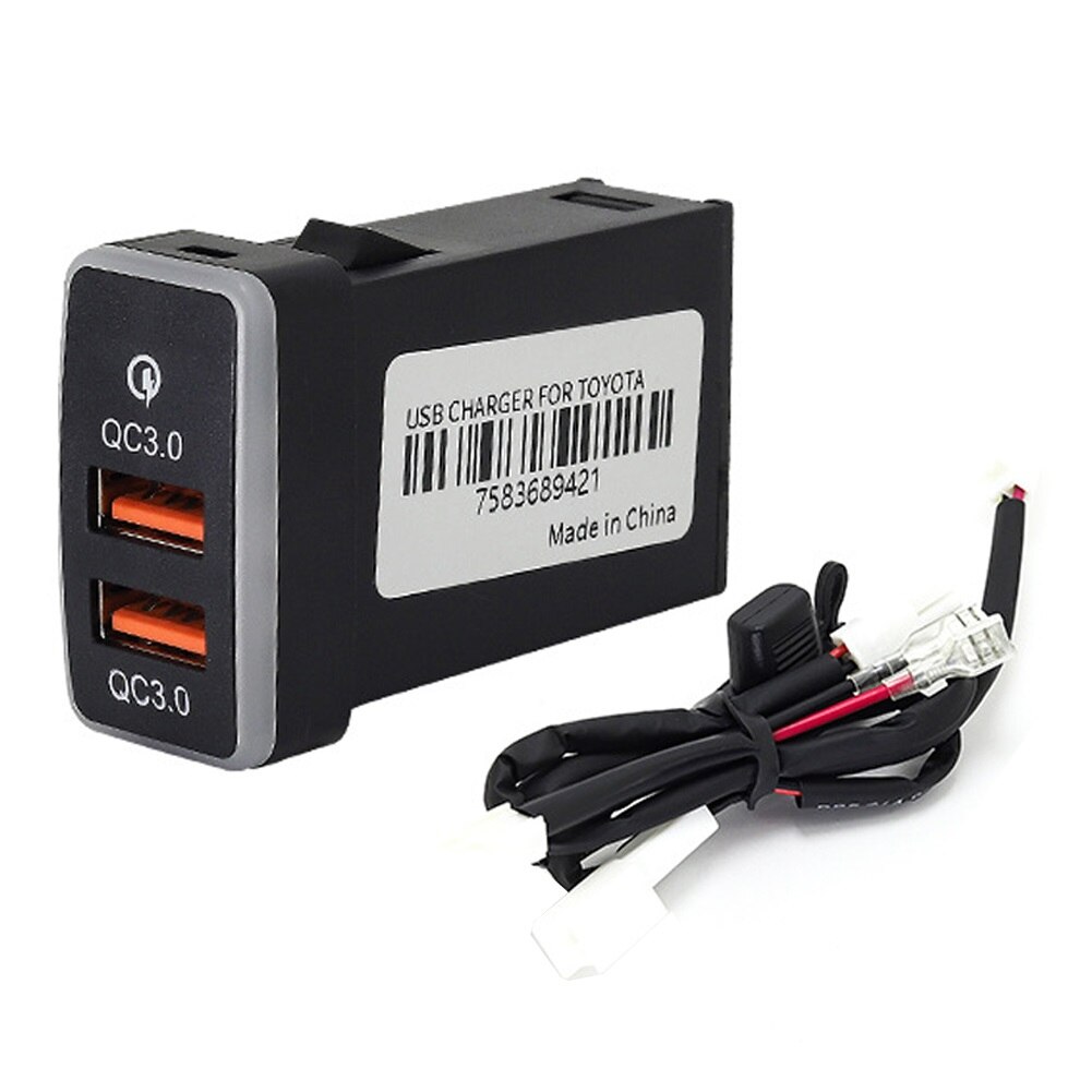 QC3.0 Quick Lading Autolader Dubbele Usb Telefoon Dvr Adapter Plug &amp; Play Kabel Voor Toyota Hilux Vigo: Cigarette lighter