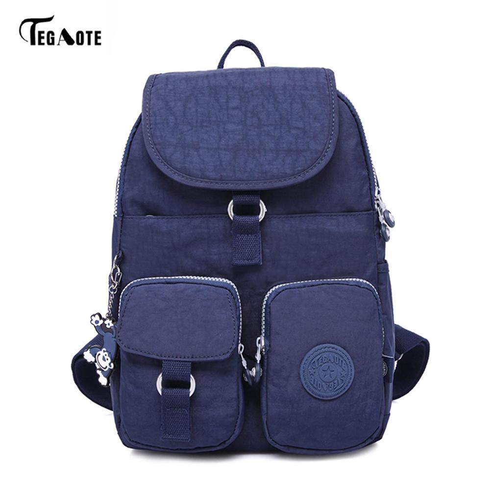 TEGAOTE School Backpack for Teenage Girls Mochila Feminine Backpacks Women Solid Famous Nylon Casual Laptop Bagpack Female