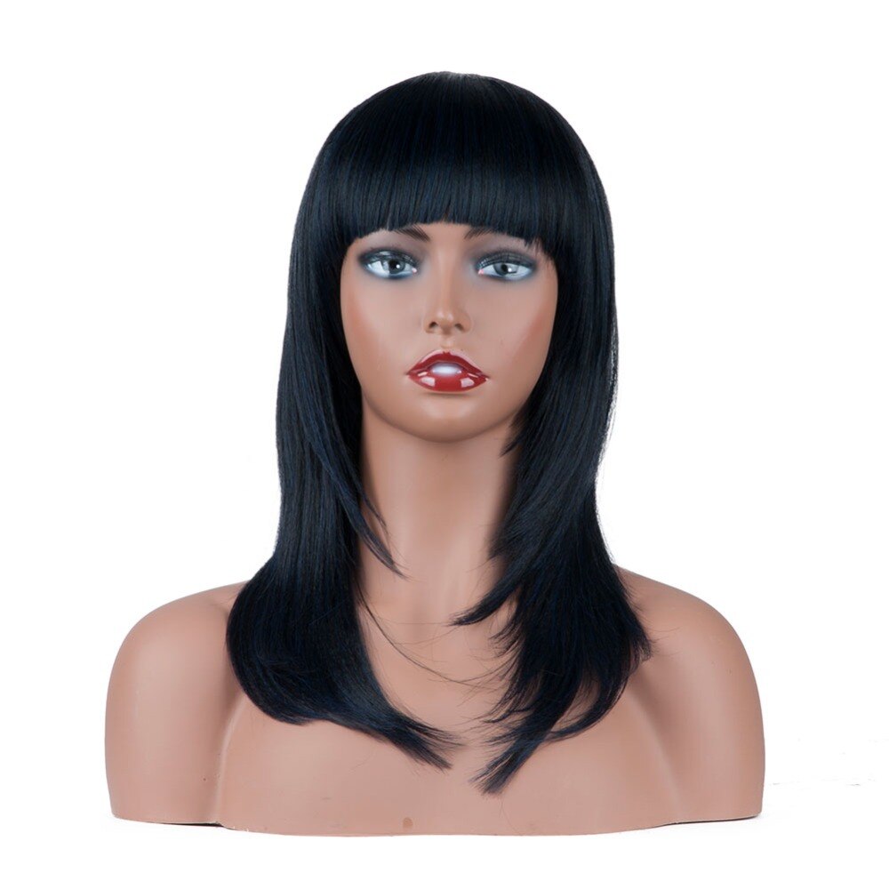 Short Bob Wigs With Bang Synthetic Hair Wig For Women Natural Black Purple Artifical Costume Party Halloween
