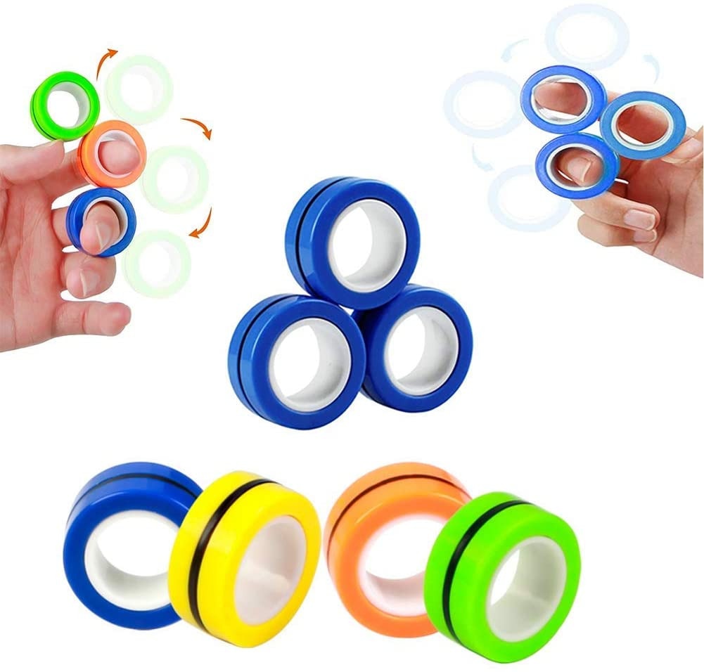 Anti-Stress Finger Magnetic Rings Kids Decompression Fingertip Toys Magic Ring Props Tool For Autism ADHD Anxiety Relief Focus